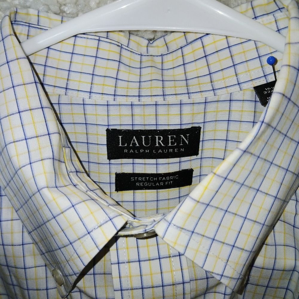 LAUREN Ralph Lauren Mens Stretch Fabric Regular Fit Plaid Button Large Shirt - Picture 3 of 9